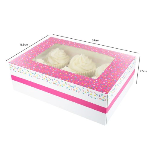 Baked with love cupcake doos roze en sprinkles pk/2 bij cake, bake & love 6