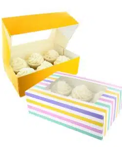 Baked with Love Cupcake Doos Geel en Gestreept pk/2