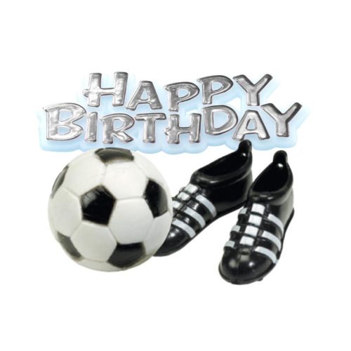 Anniversary house football, boots & happy birthday motto cake topper kit bij cake, bake & love 5