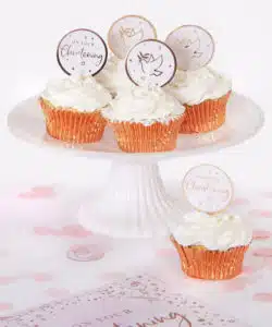 Alternative view of Anniversary House Cupcake Topper Communie rose goud pk/12