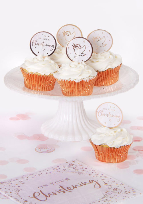 Anniversary house cupcake topper communie rose goud pk/12 bij cake, bake & love 7