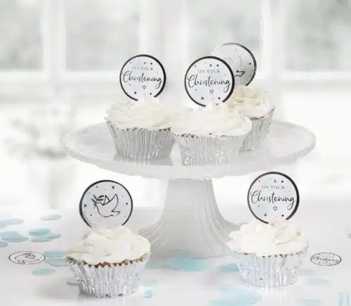 Anniversary house cupcake topper communie zilver pk/12 - afbeelding 2