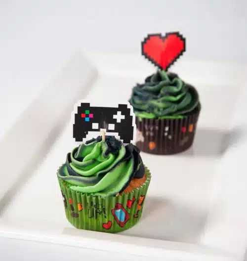 Anniversary house cupcake topper gaming party pk/12 - afbeelding 2
