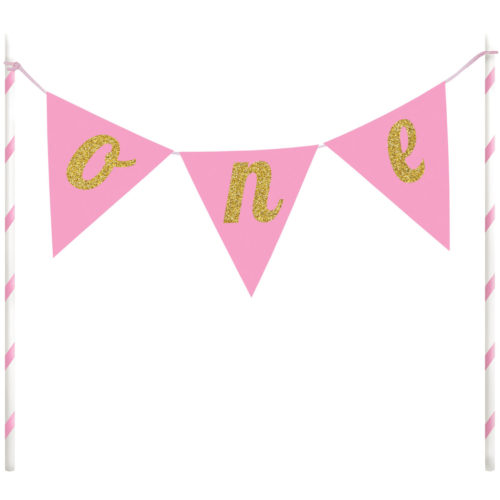 Anniversary house cake topper bunting one pink bij cake, bake & love 5