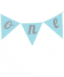 Anniversary House Cake Topper Bunting One blue