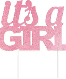 Anniversary House Cake Topper Glitter It's A Girl Pink