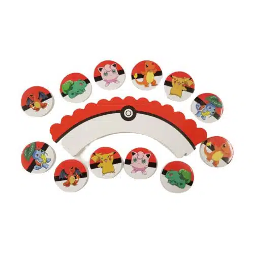 Pokemon cupcake wrapper + rondjes set 12 versie pokebal