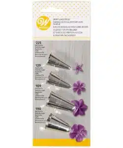 Wilton Decorating Tip Set Flowers #109, #129, #190, #225