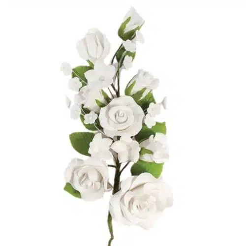 Gumpaste boeket rozen wit 17,8 cm