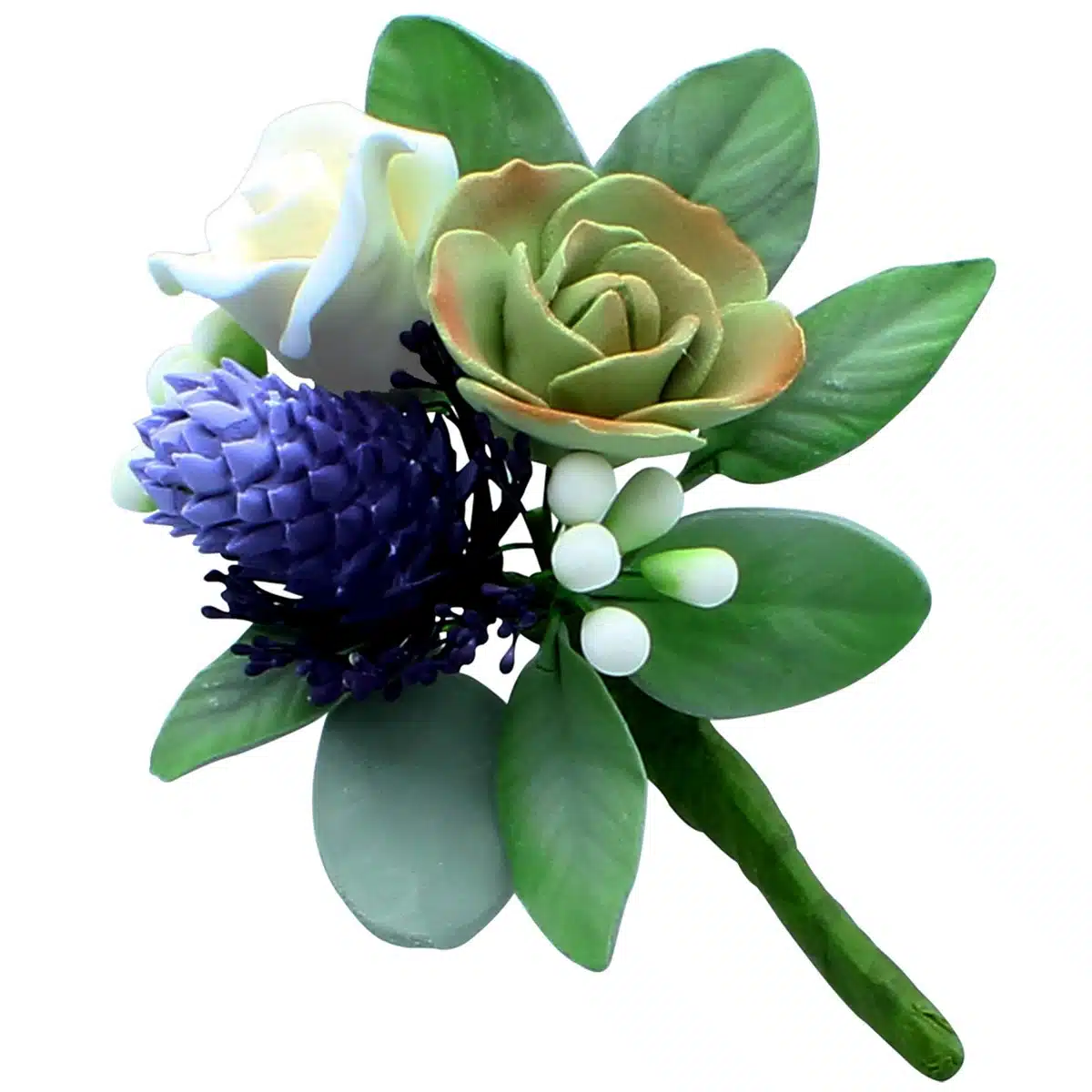 Gumpaste boeket distel bloemen 12,5 cm bij cake, bake & love 5 Gumpaste boeket distel bloemen 12,5 cm