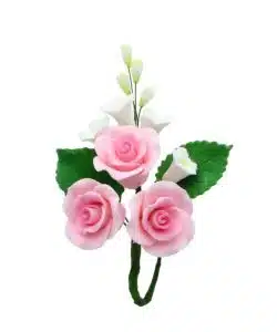 Gumpaste Boeket Small Rozen Roze 11 cm