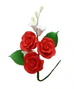 Gumpaste Boeket Small Rozen Rood 11 cm