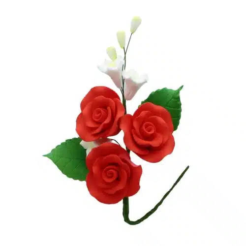 Gumpaste boeket small rozen rood 11 cm