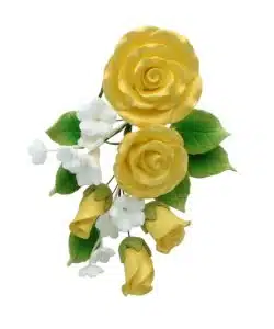 Gumpaste Boeket Gouden Rozen 14,5 cm