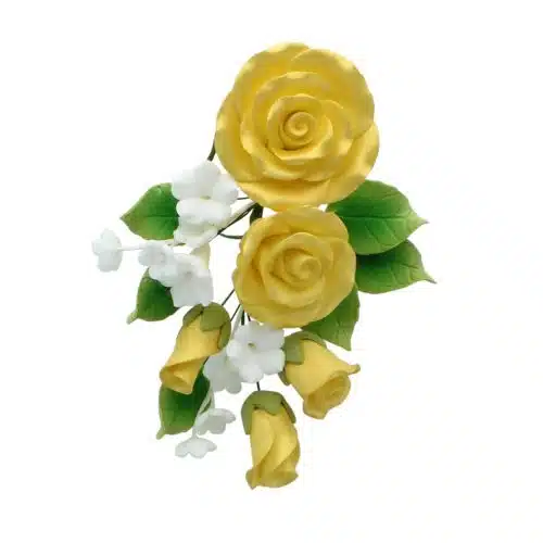 Gumpaste boeket gouden rozen 14,5 cm