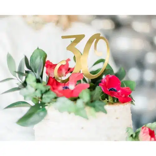 Partydeco caketopper 30 goud - afbeelding 2