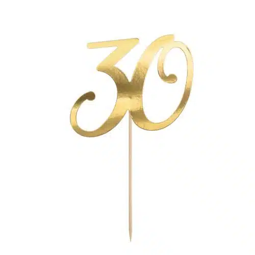 Partydeco caketopper 30 goud
