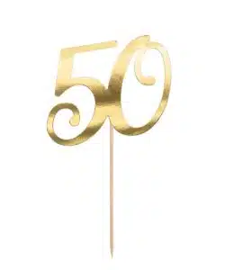 PartyDeco Caketopper 50 Goud