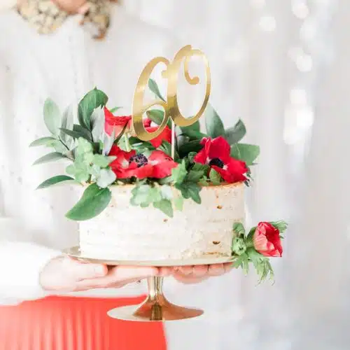 Partydeco caketopper 60 goud - afbeelding 2