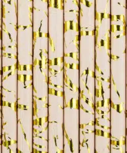 PartyDeco Papieren Rietjes Poederroze  pk/10