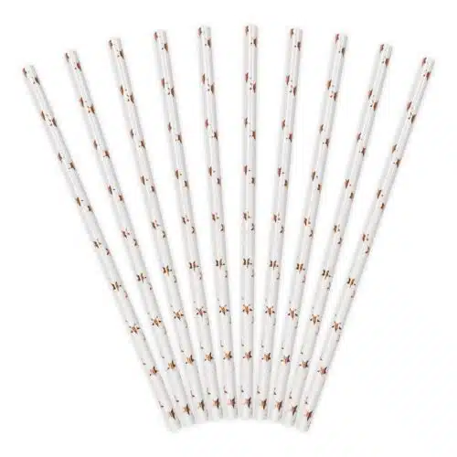 Partydeco papieren rietjes sterren rosegoud pk/10 - afbeelding 2