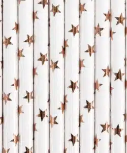PartyDeco Papieren Rietjes sterren Rosegoud pk/10