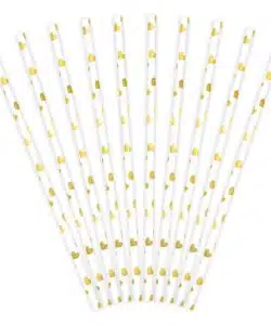 Alternative view of PartyDeco Papieren Rietjes hartjes goud pk/10