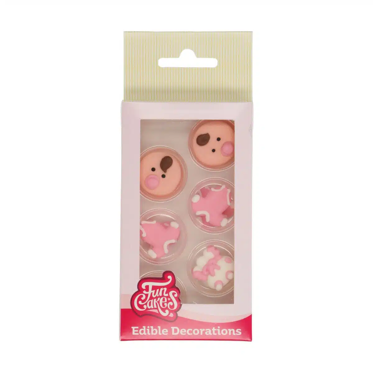 Funcakes suikerdecoratie baby roze set/12 bij cake, bake & love 5 Funcakes suikerdecoratie baby roze set/12