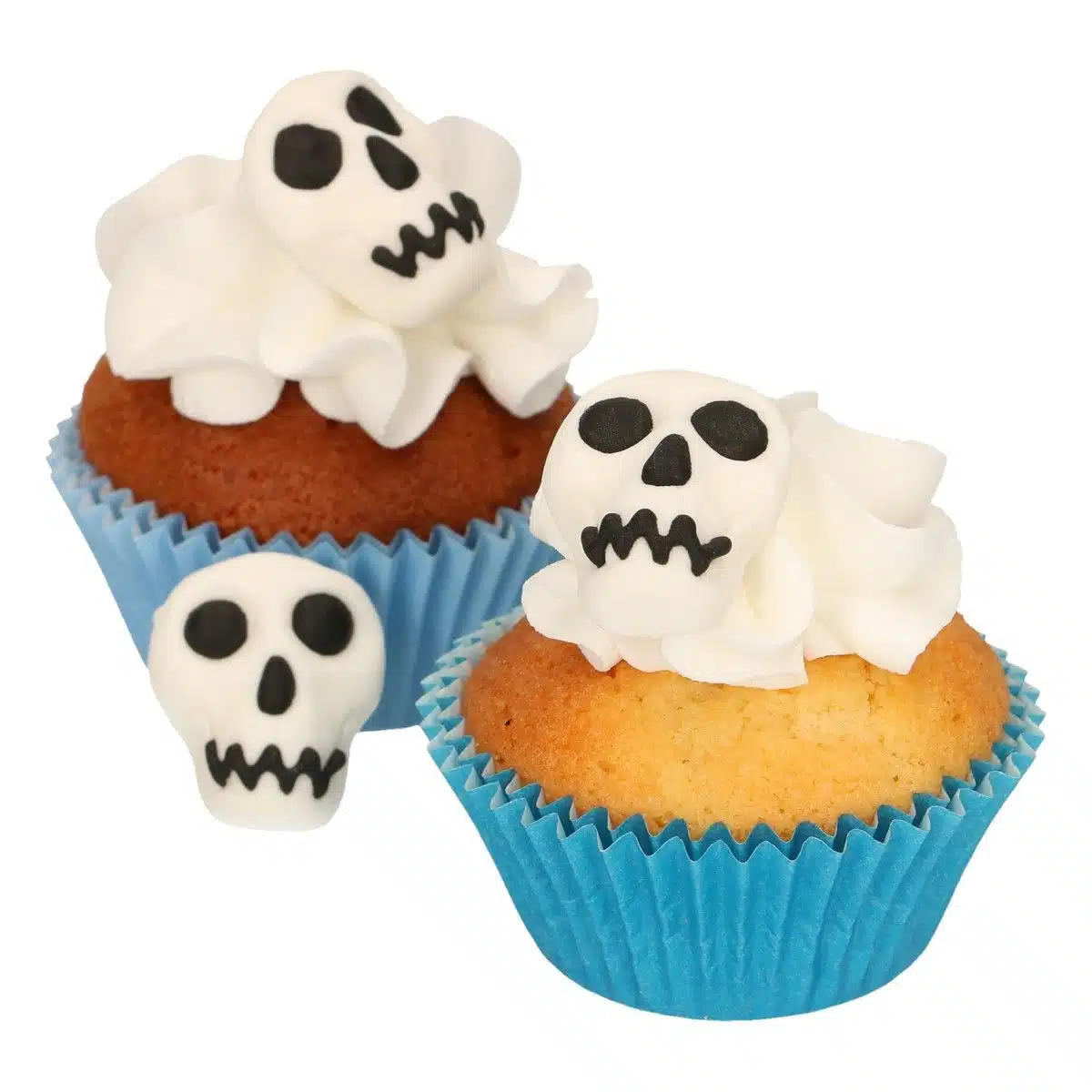 Funcakes fondant decoratie doodshoofden set/8 bij cake, bake & love 7 Funcakes fondant decoratie doodshoofden set/8 - afbeelding 3