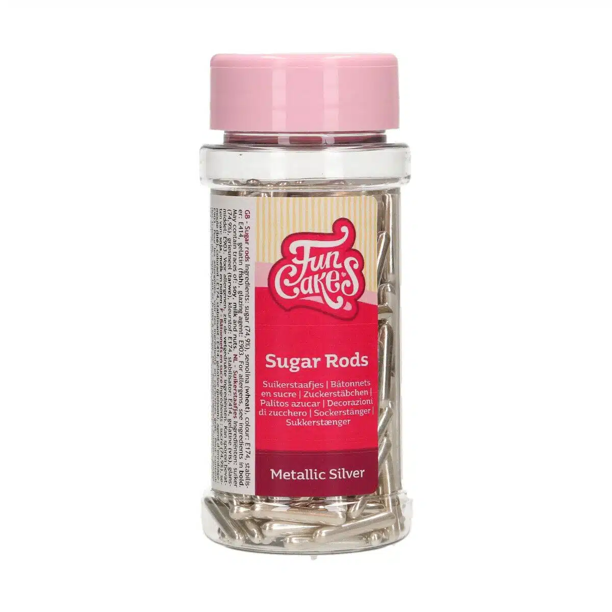 Funcakes metallic sugar rods xl silver 70 g bij cake, bake & love 5 Funcakes metallic sugar rods xl silver 70 g