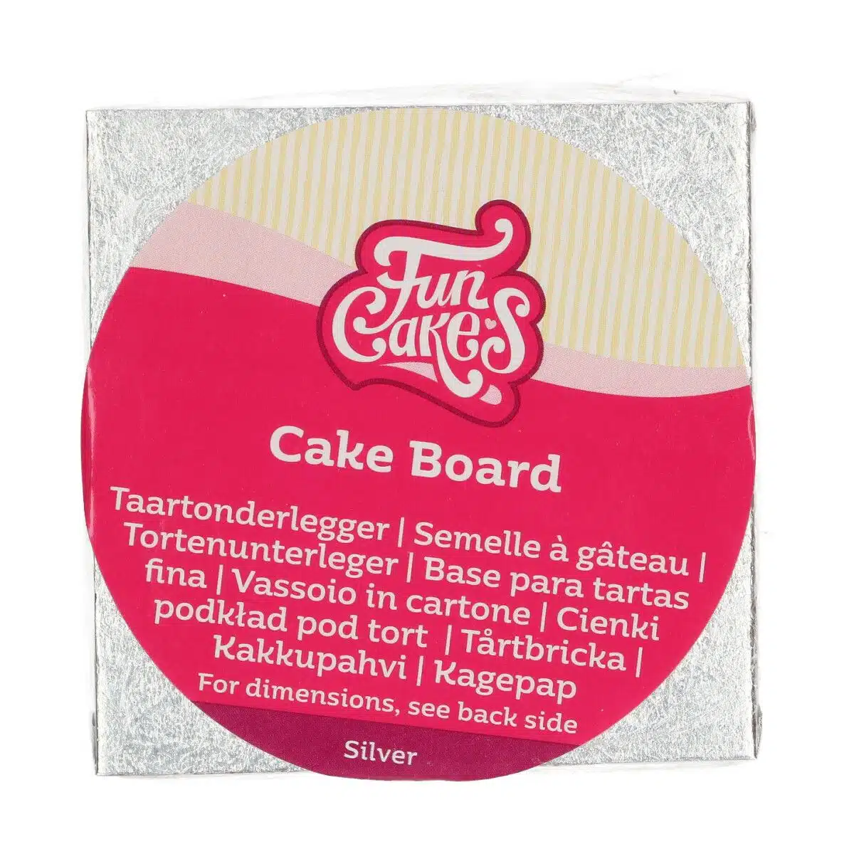 Funcakes cake board vierkant 10 x 10 cm - zilver bij cake, bake & love 5 Funcakes cake board vierkant 10 x 10 cm - zilver