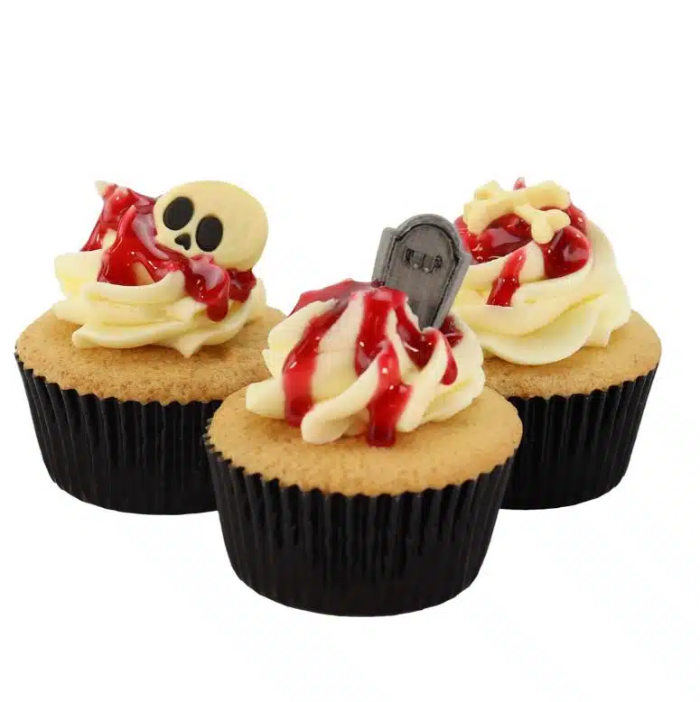Halloween bloederige graveyard cupcakes pakket bij cake, bake & love 6 Halloween bloederige graveyard cupcakes pakket - afbeelding 2
