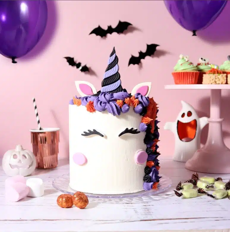 Halloween halloween unicorn taart pakket bij cake, bake & love 6 Halloween halloween unicorn taart pakket - afbeelding 2