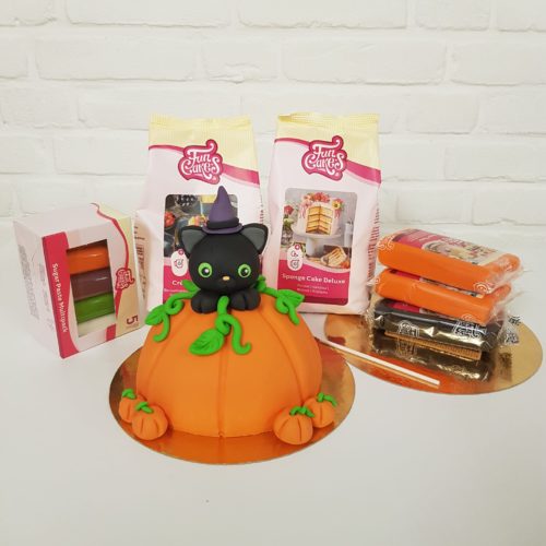 Halloween pompoen taartje pakket + stap-voor-stap instructiefilmpje (zonder bakvorm) bij cake, bake & love 4