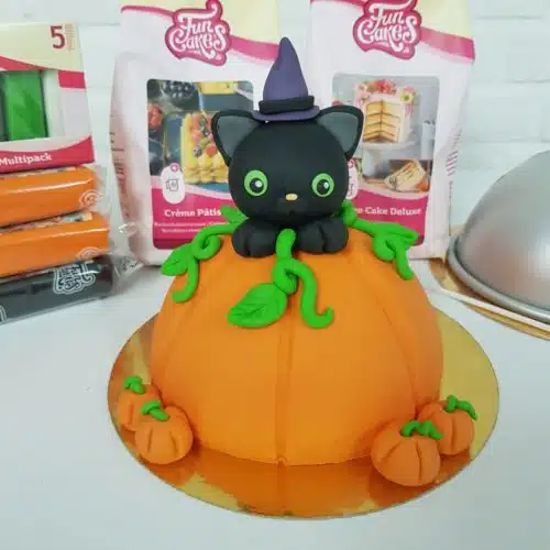 Halloween pompoen taartje pakket + stap-voor-stap instructiefilmpje (zonder bakvorm) - afbeelding 3