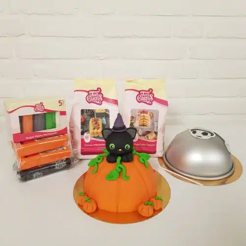 Halloween pompoen taartje pakket + stap-voor-stap instructiefilmpje (inclusief bakvorm)