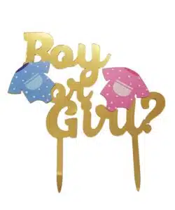Caketopper Boy or Girl goud acryl