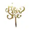 Caketopper he or she? Goud acryl bij cake, bake & love 3