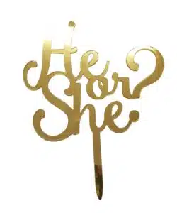 Caketopper He or She? goud acryl
