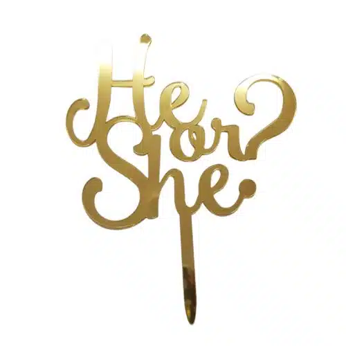 Caketopper he or she? Goud acryl