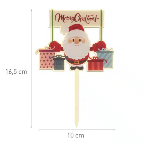 Caketopper kerstman merry christmas - afbeelding 2