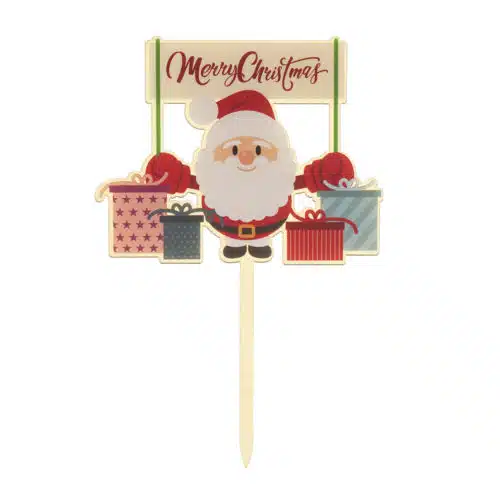 Caketopper kerstman merry christmas