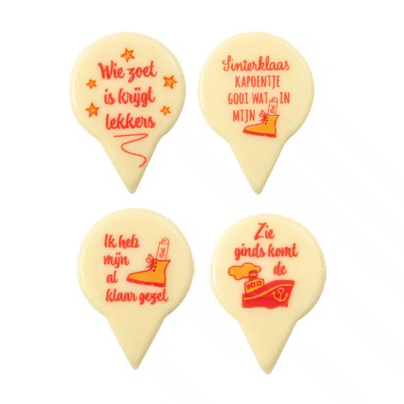 Chocolade prikkers sinterklaas liedjes 10 stuks bij cake, bake & love 5 Chocolade prikkers sinterklaas liedjes 10 stuks