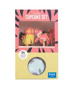 PME Cupcake Set Safari Dieren 24 cups & 24 prikkers