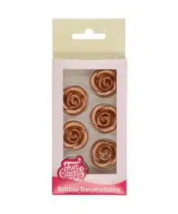FunCakes Marsepein Decoratie Rozen Brons Set/6