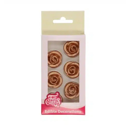 Funcakes marsepein decoratie rozen brons set/6