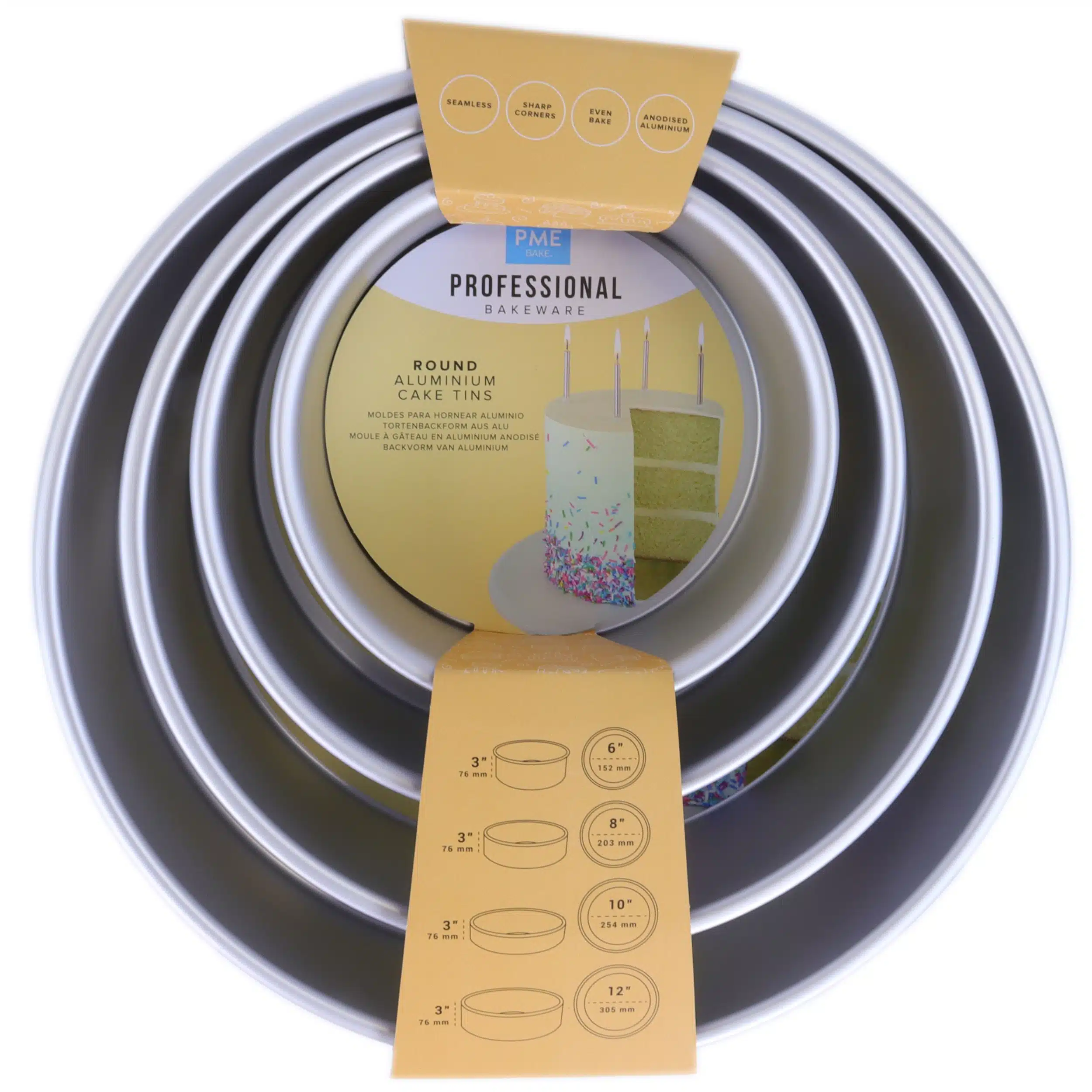 Pme deep round cake pan (7,6 cm hoog) set/4 bij cake, bake & love 5 Pme deep round cake pan (7,6 cm hoog) set/4