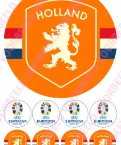 Eetbare Taartprint EK 2024 – 18 cm rond + 8 cupcake rondjes