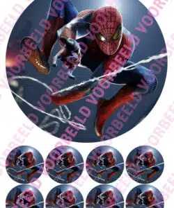Eetbare Taartprint Spiderman 3 - 18 cm rond rond + 8 cupcake rondjes