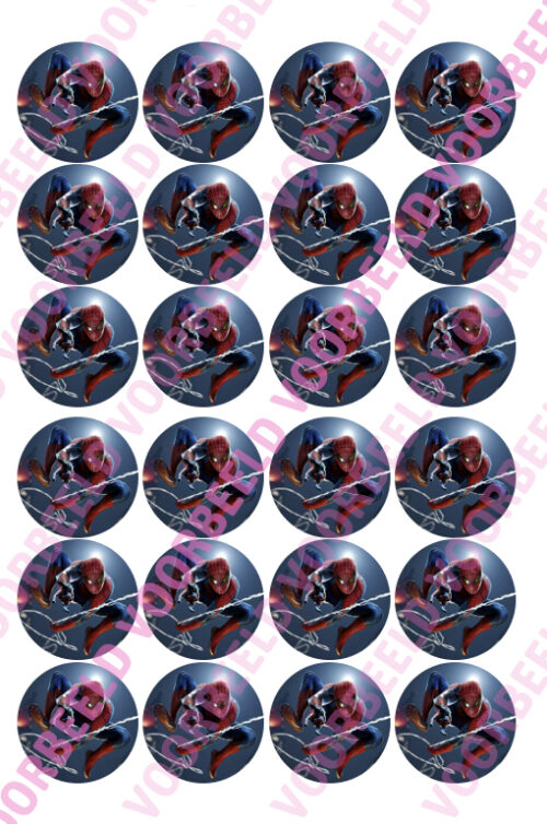 Eetbare cupcakeprint spiderman 3  - 24 cupcake rondjes